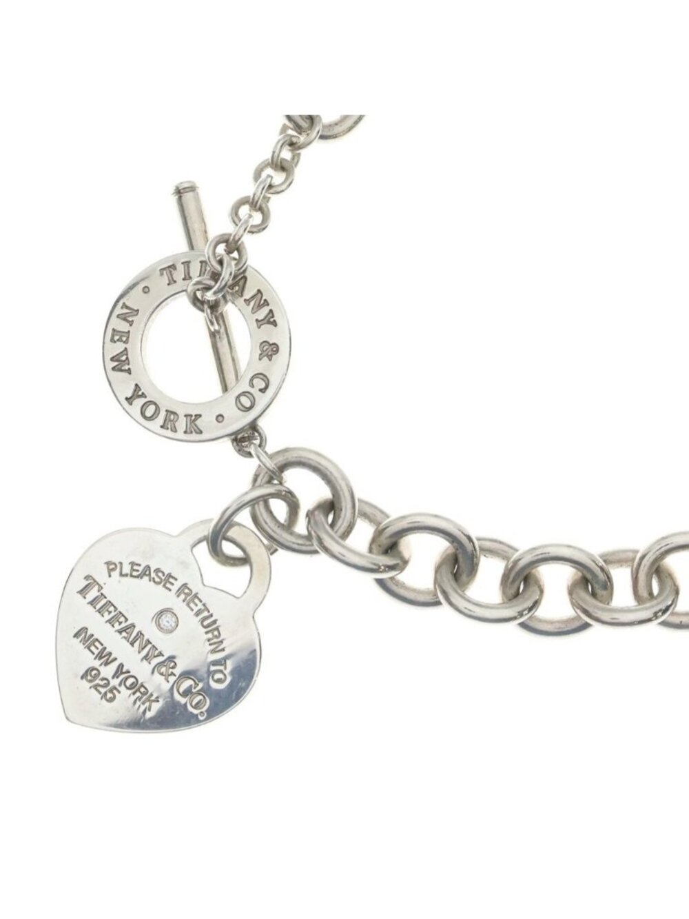 Tiffany & Co Return to Tiffany Heart Tag Diamond Pendant Chain Silver